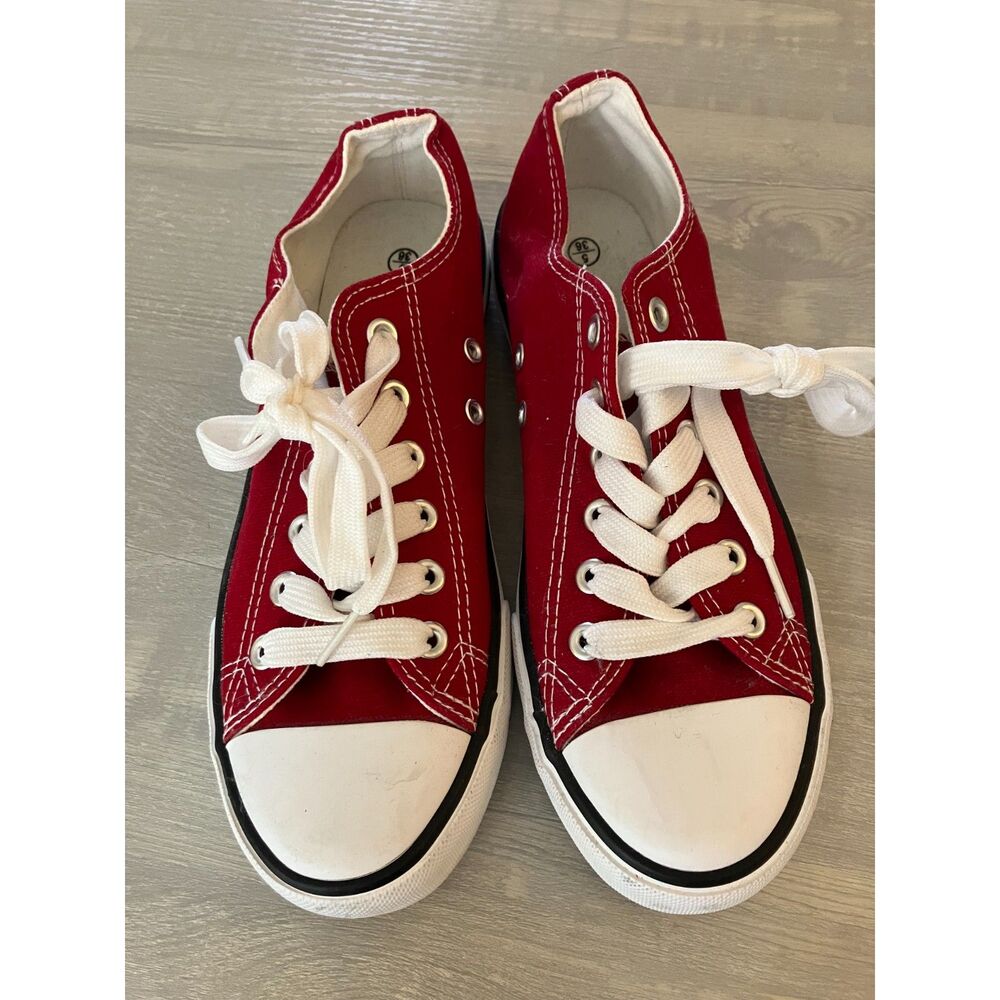 All Star style red sneakers